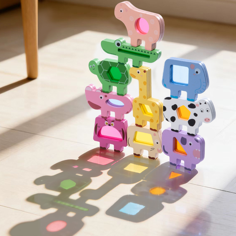 Wooden Blocks Stacking - Wooden Animal Acrylic Stacking Block Game