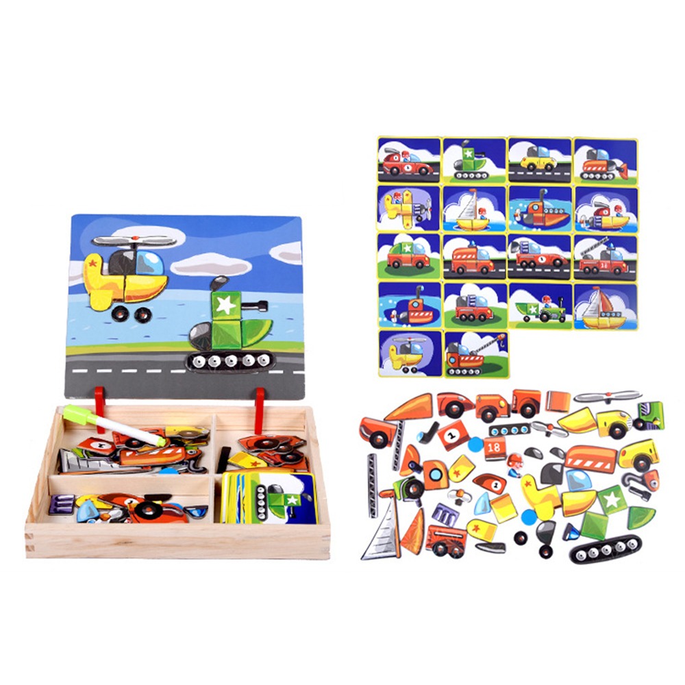Kids Toys Drawing Easy - Wood Magnetic 3D Puzzles with Lid