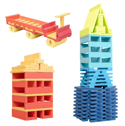 Wooden Blocks Stacking - 100PCS Classic Wooden Building Block Construction