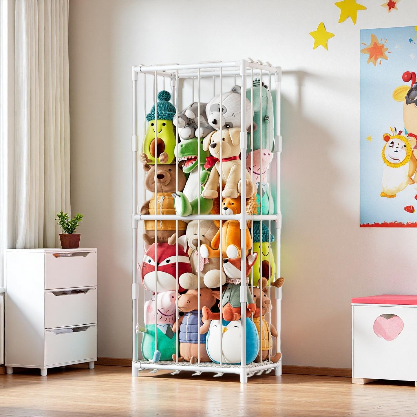 Kids Storage Toys - Vertical Stuffed Animal Storage Organizer Zoo