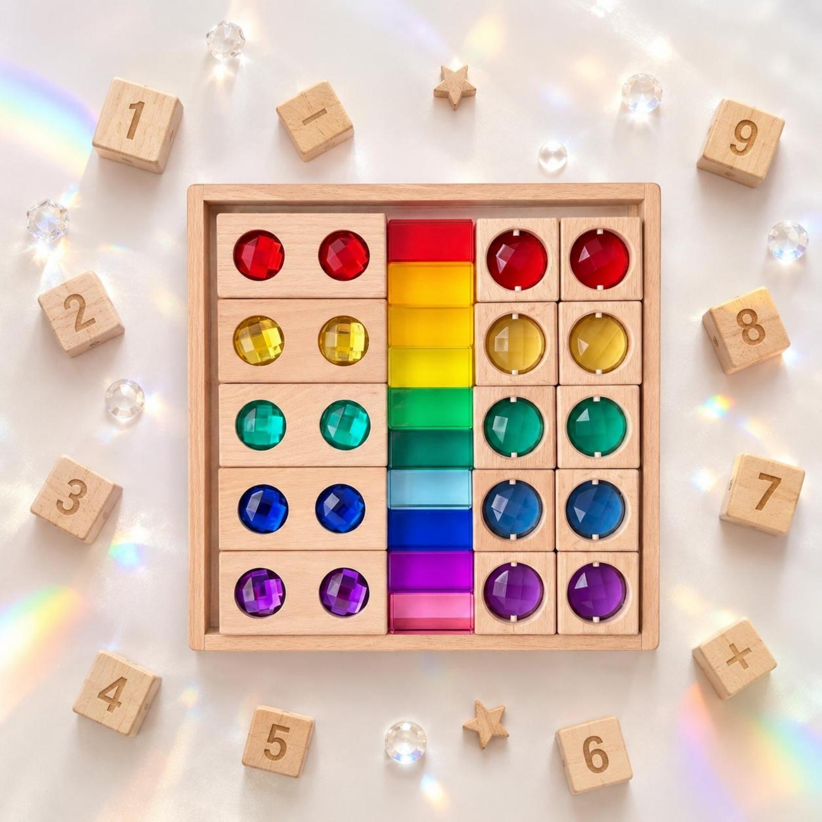Wooden Blocks Stacking - Wooden Sensory Stacking Toy Faceted Wooden