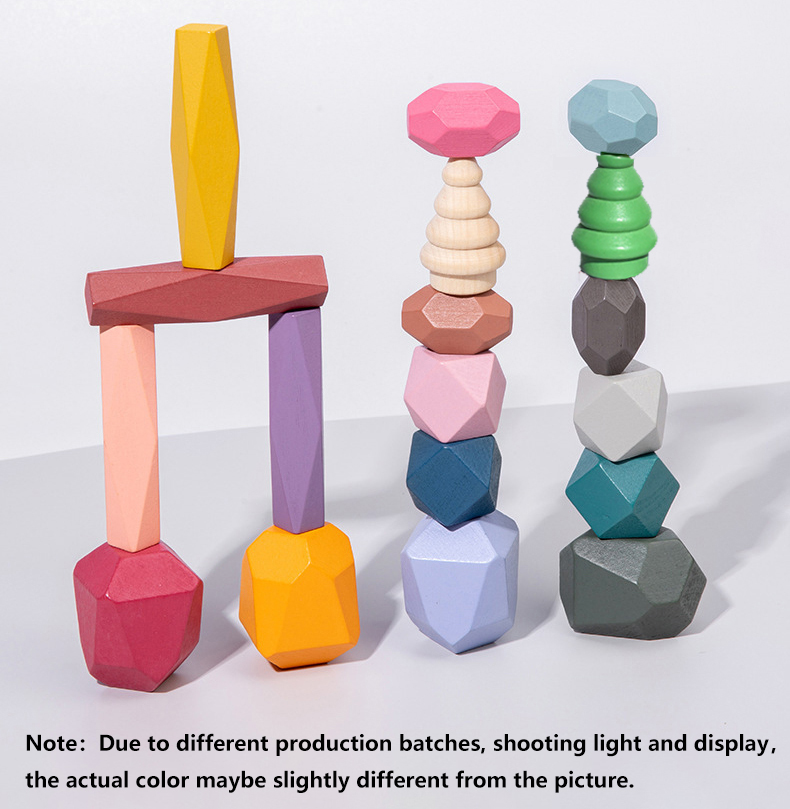 18 Pcs Wooden Stacking Rocks B - Wooden Blocks Stacking review and price