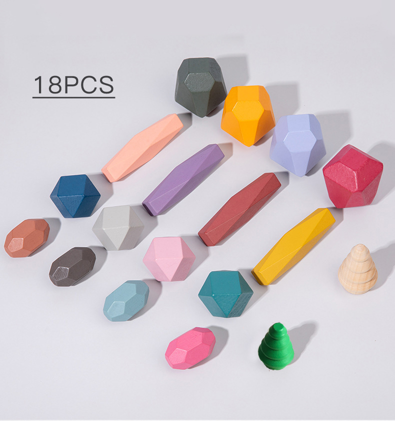 18 Pcs Wooden Stacking Rocks B - Wooden Blocks Stacking review and price