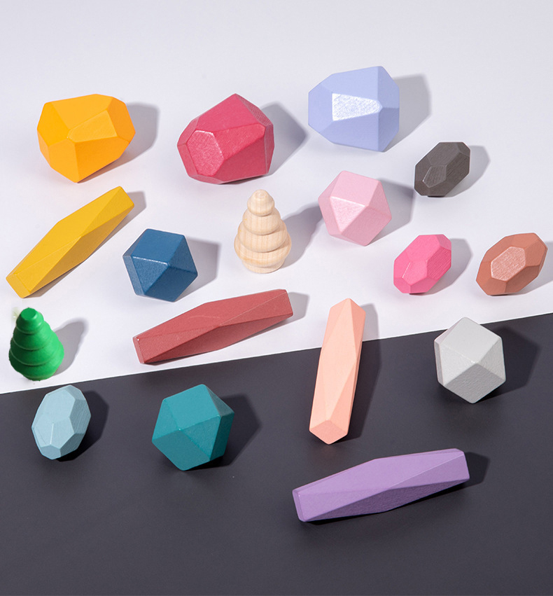 18 Pcs Wooden Stacking Rocks B - Wooden Blocks Stacking review and price