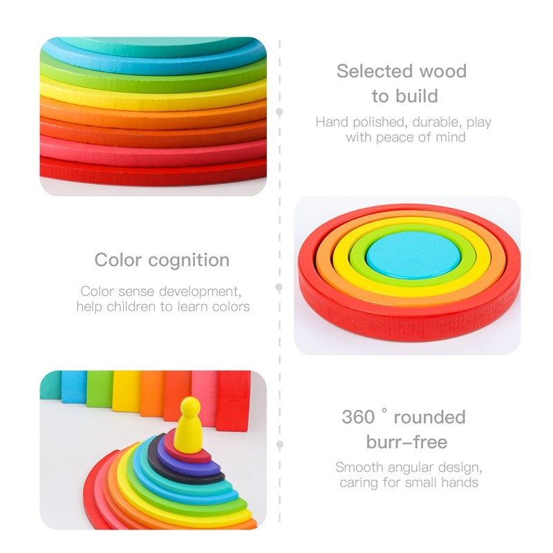 Montessori Wooden Block Toys B - Wooden Blocks Stacking review and price