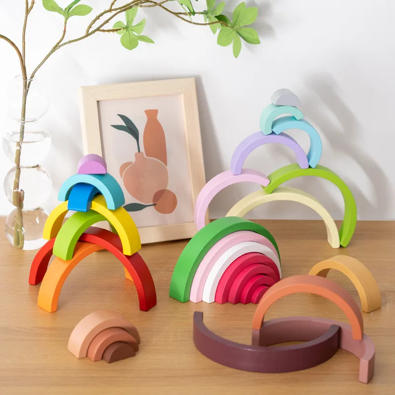 Arch Bridge Rainbow Wooden Bui - Wooden Blocks Stacking review and price