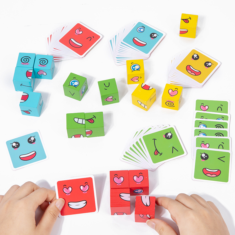 Kids Face Change Cube Game Mon - Wooden Blocks Stacking review and price