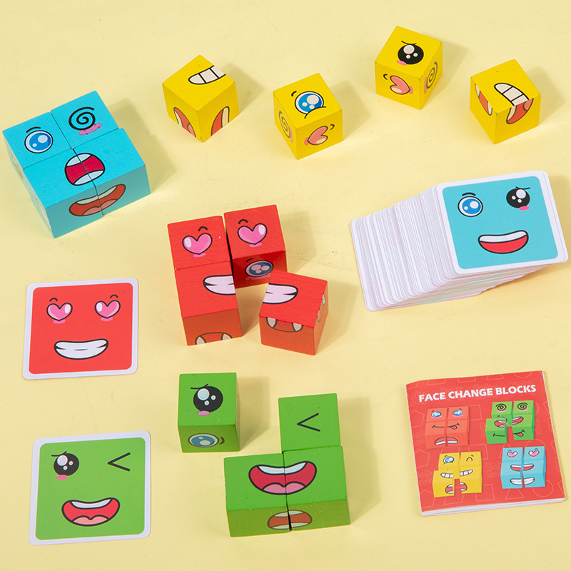 Kids Face Change Cube Game Mon - Wooden Blocks Stacking review and price