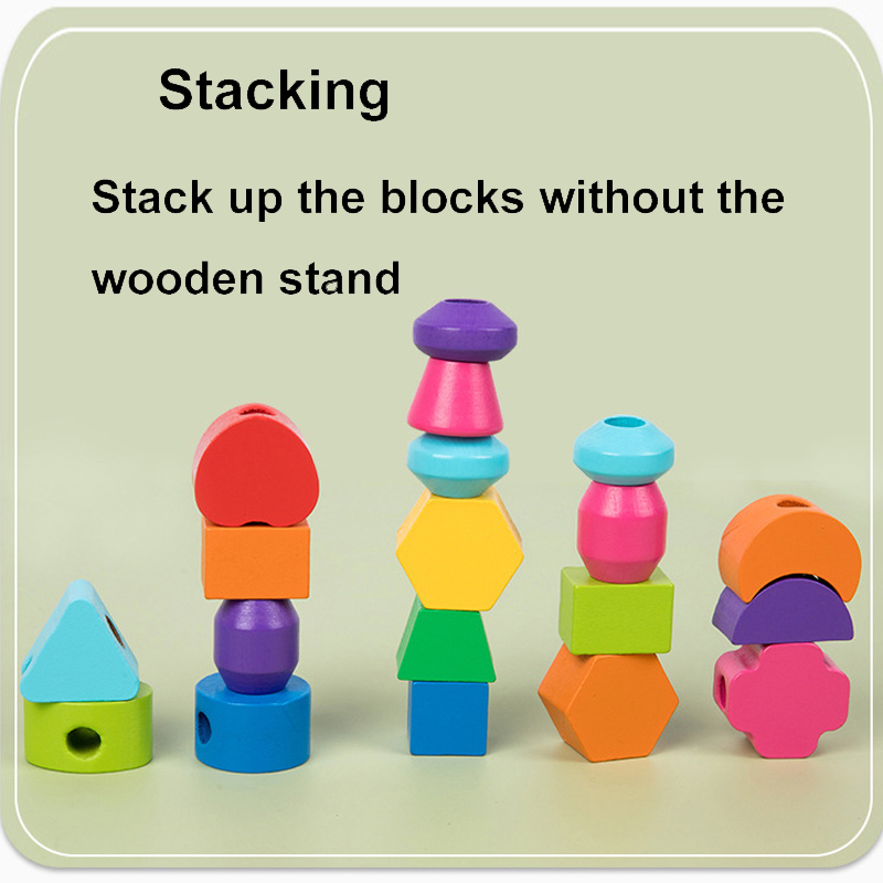 Montessori Wooden Beads Sequen - Wooden Blocks Stacking review and price