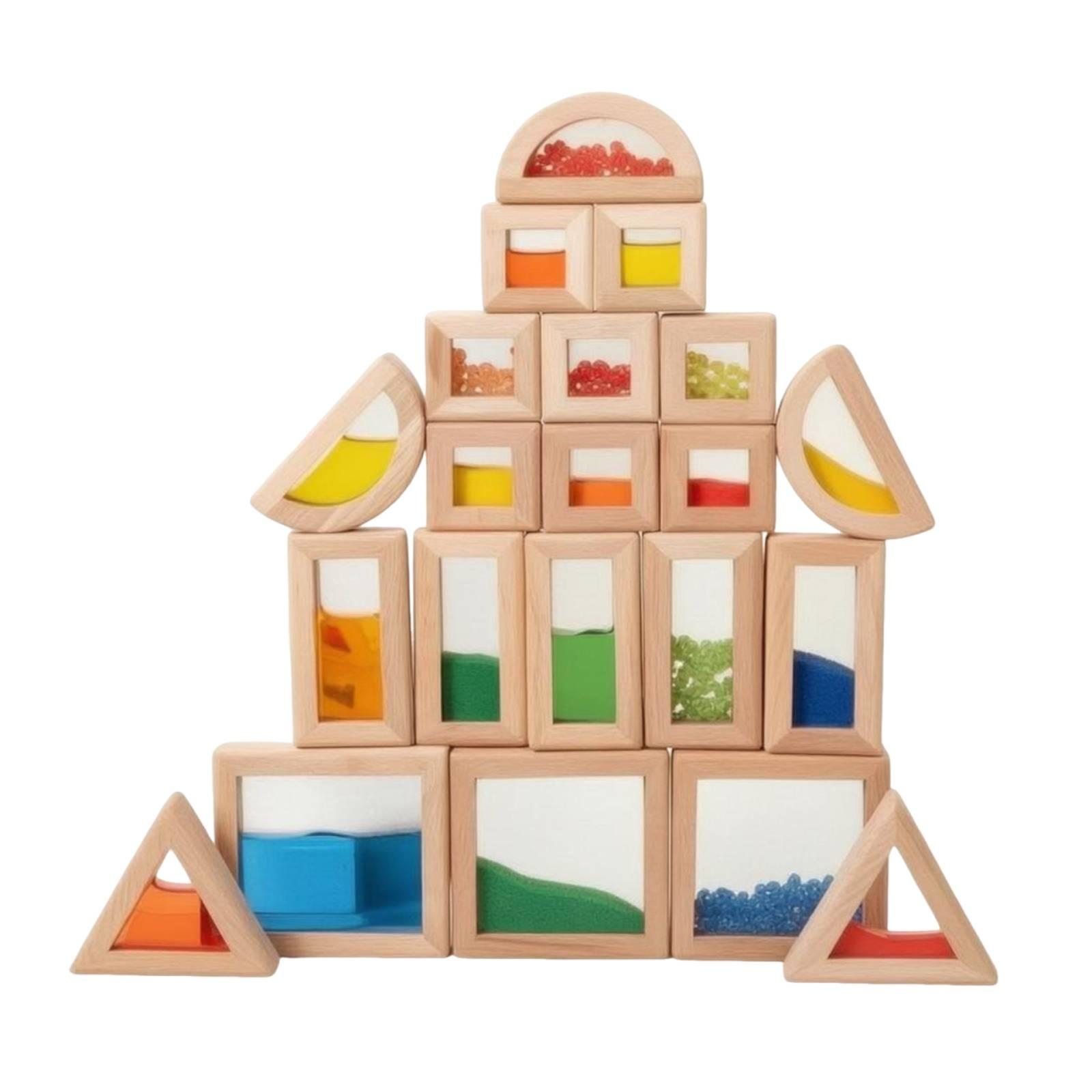 22 Pieces Wooden Sensory Block - Wooden Blocks Stacking review and price