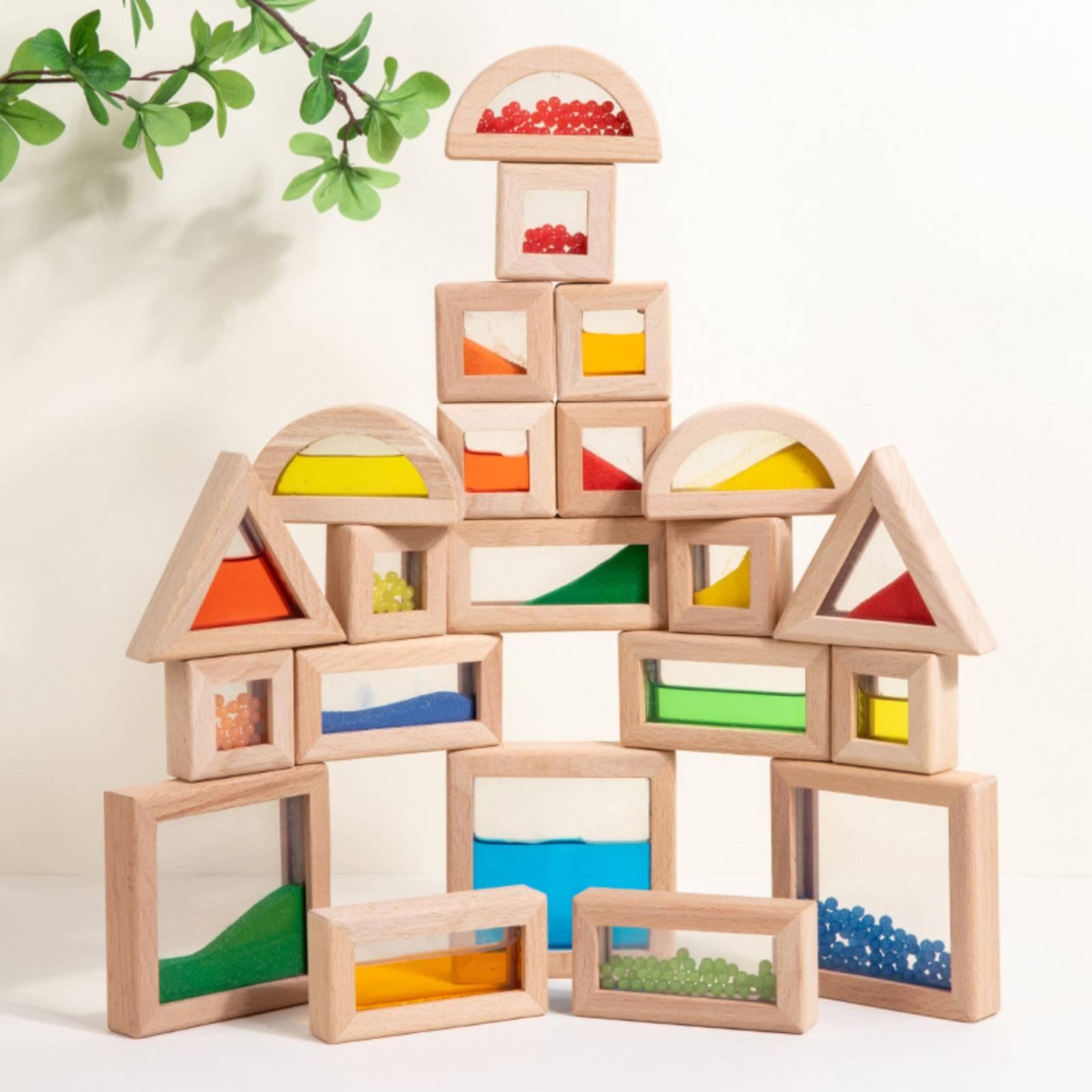 22 Pieces Wooden Sensory Block - Wooden Blocks Stacking review and price